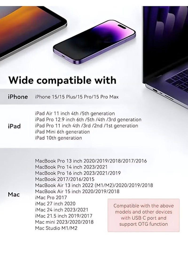 كلافون قارئ بطاقات SD بمنفذ USB-C مناسب لسلسلة iPhone 17/16/15 وiPad وMacBook، يدعم بطاقات SD وMicroSD، تشغيل مباشر بدون إعدادات، بفتحتين للبطاقات - Image 2